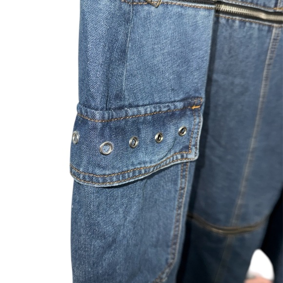 🔥Social Collision Zip-Off Denim Cargo Maxi Skirt Size XL - Picture 5 of 11